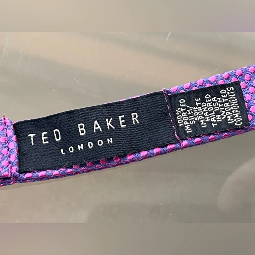 🟣🩷 Adjustable Self-Tie Bow Tie by Ted Baker | Purple with Pink Dots - Picture 5 of 17